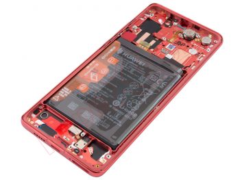 Pantalla Service Pack oled negra con marco rojo / ambar para Huawei p30 pro, vog-l29